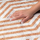 9' X 12' Orange And Ivory Geometric Shag Washable Area Rug With UV Protection - HomeRoots - Flyclothing LLC