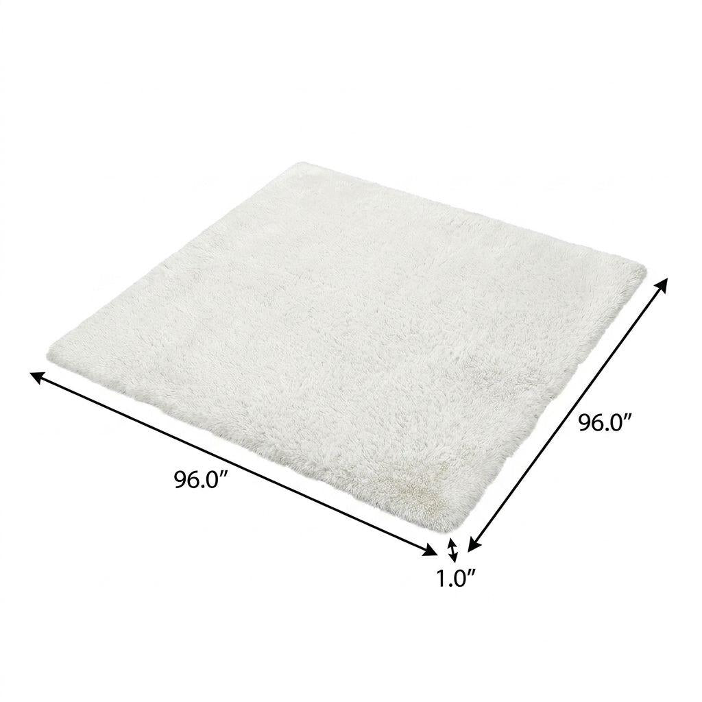 8' Pink And Ivory Geometric Shag Washable Round Rug With UV Protection - HomeRoots - Flyclothing LLC