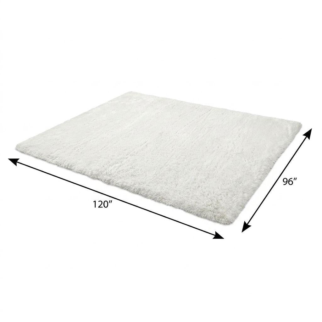 8' X 10' Pink And Ivory Geometric Shag Washable Area Rug With UV Protection - HomeRoots - Flyclothing LLC