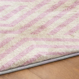 9' X 12' Pink And Ivory Geometric Shag Washable Area Rug With UV Protection - HomeRoots - Flyclothing LLC