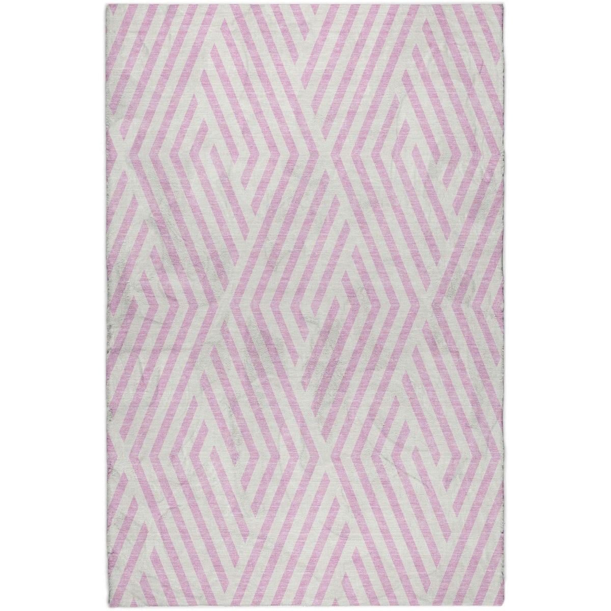 10' X 14' Pink And Ivory Geometric Shag Washable Area Rug With UV Protection - HomeRoots - Flyclothing LLC