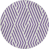 8' Purple And Ivory Geometric Shag Washable Round Rug With UV Protection - HomeRoots - Flyclothing LLC