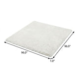 8' Purple And Ivory Geometric Shag Washable Round Rug With UV Protection - HomeRoots - Flyclothing LLC