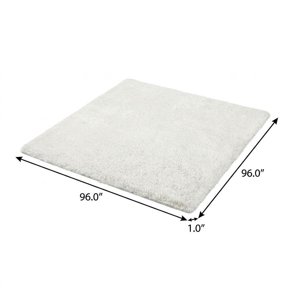 8' Purple And Ivory Geometric Shag Washable Round Rug With UV Protection - HomeRoots - Flyclothing LLC