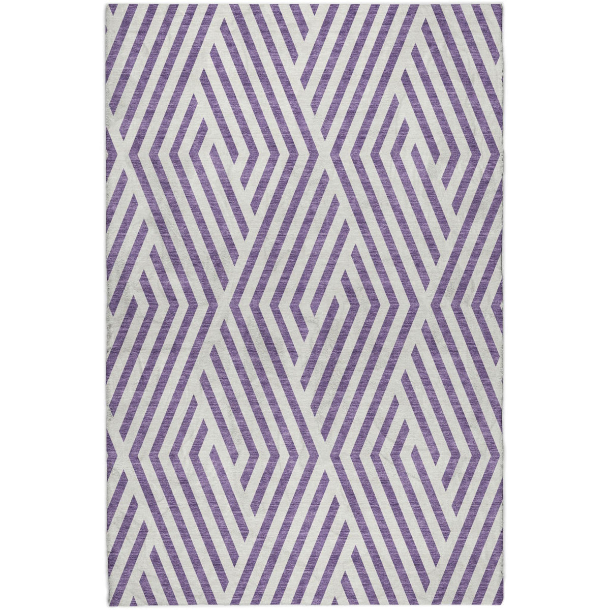 9' X 12' Purple And Ivory Geometric Shag Washable Area Rug With UV Protection - HomeRoots - Flyclothing LLC