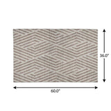 3' X 5' Taupe And Ivory Geometric Shag Washable Area Rug With UV Protection - HomeRoots - Flyclothing LLC