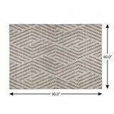 5' X 8' Taupe And Ivory Geometric Shag Washable Area Rug With UV Protection - HomeRoots - Flyclothing LLC