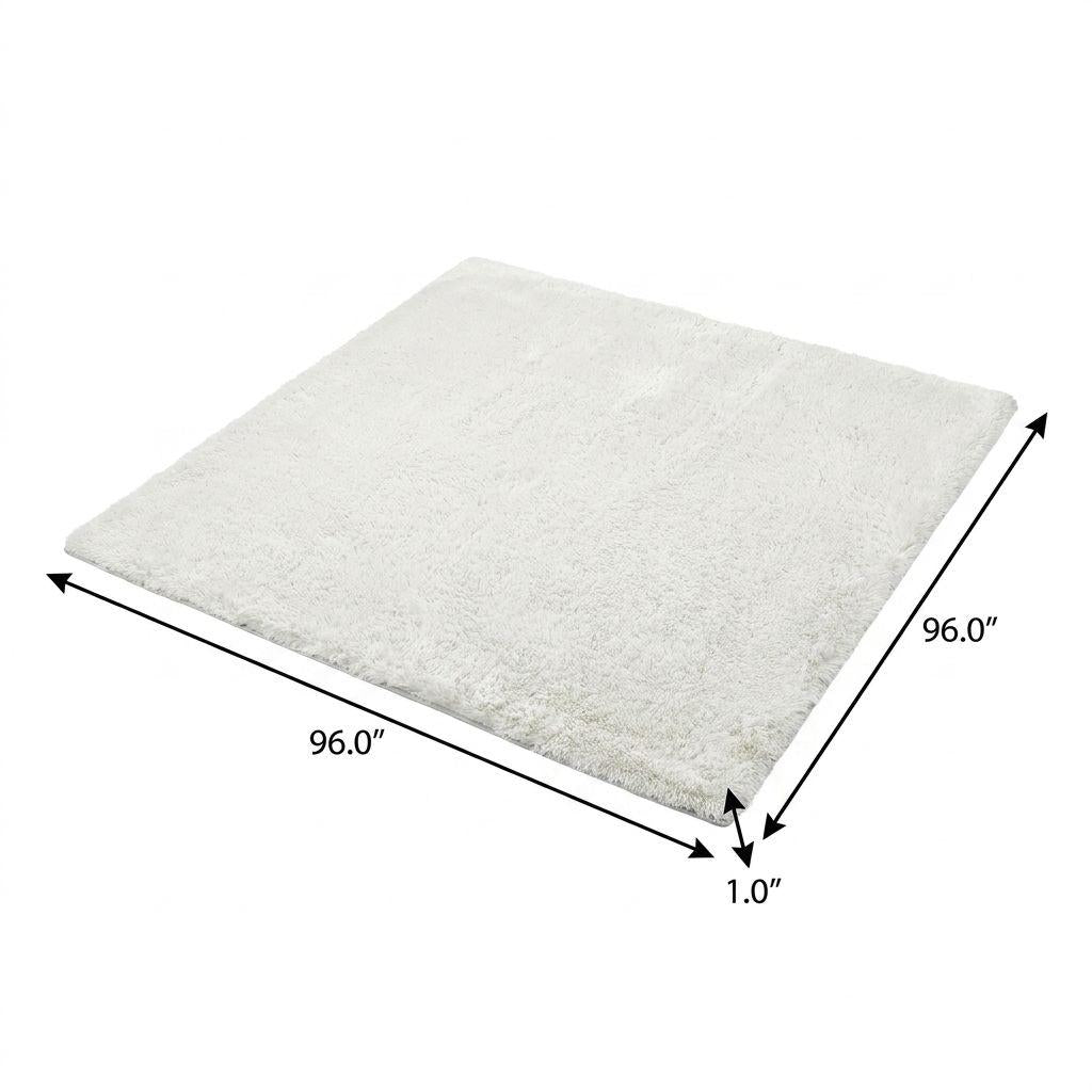 8' Taupe And Ivory Geometric Shag Washable Round Rug With UV Protection - HomeRoots - Flyclothing LLC