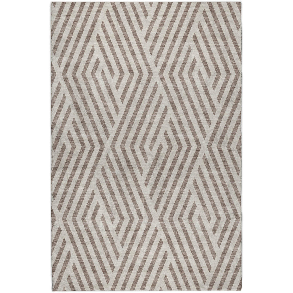9' X 12' Taupe And Ivory Geometric Shag Washable Area Rug With UV Protection - HomeRoots - Flyclothing LLC