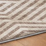 9' X 12' Taupe And Ivory Geometric Shag Washable Area Rug With UV Protection - HomeRoots - Flyclothing LLC