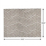 9' X 12' Taupe And Ivory Geometric Shag Washable Area Rug With UV Protection - HomeRoots - Flyclothing LLC