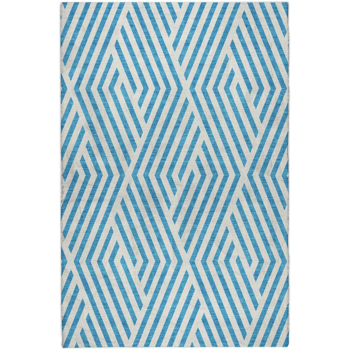 3' X 5' Teal And Ivory Geometric Shag Washable Area Rug With UV Protection - HomeRoots - Flyclothing LLC