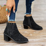 Point Toe Block Heels Boots - Trendsi - Flyclothing LLC