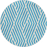 8' Teal And Ivory Geometric Shag Washable Round Rug With UV Protection - HomeRoots - Flyclothing LLC