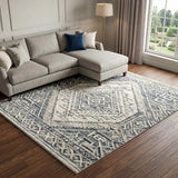 10' X 14' Teal And Ivory Geometric Shag Washable Area Rug With UV Protection - HomeRoots - Flyclothing LLC