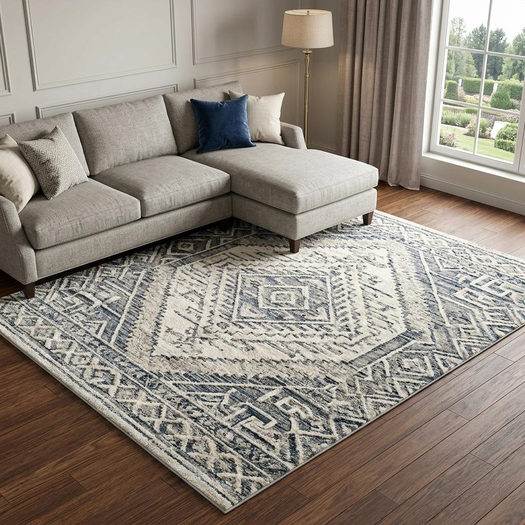 10' X 14' Teal And Ivory Geometric Shag Washable Area Rug With UV Protection - HomeRoots - Flyclothing LLC
