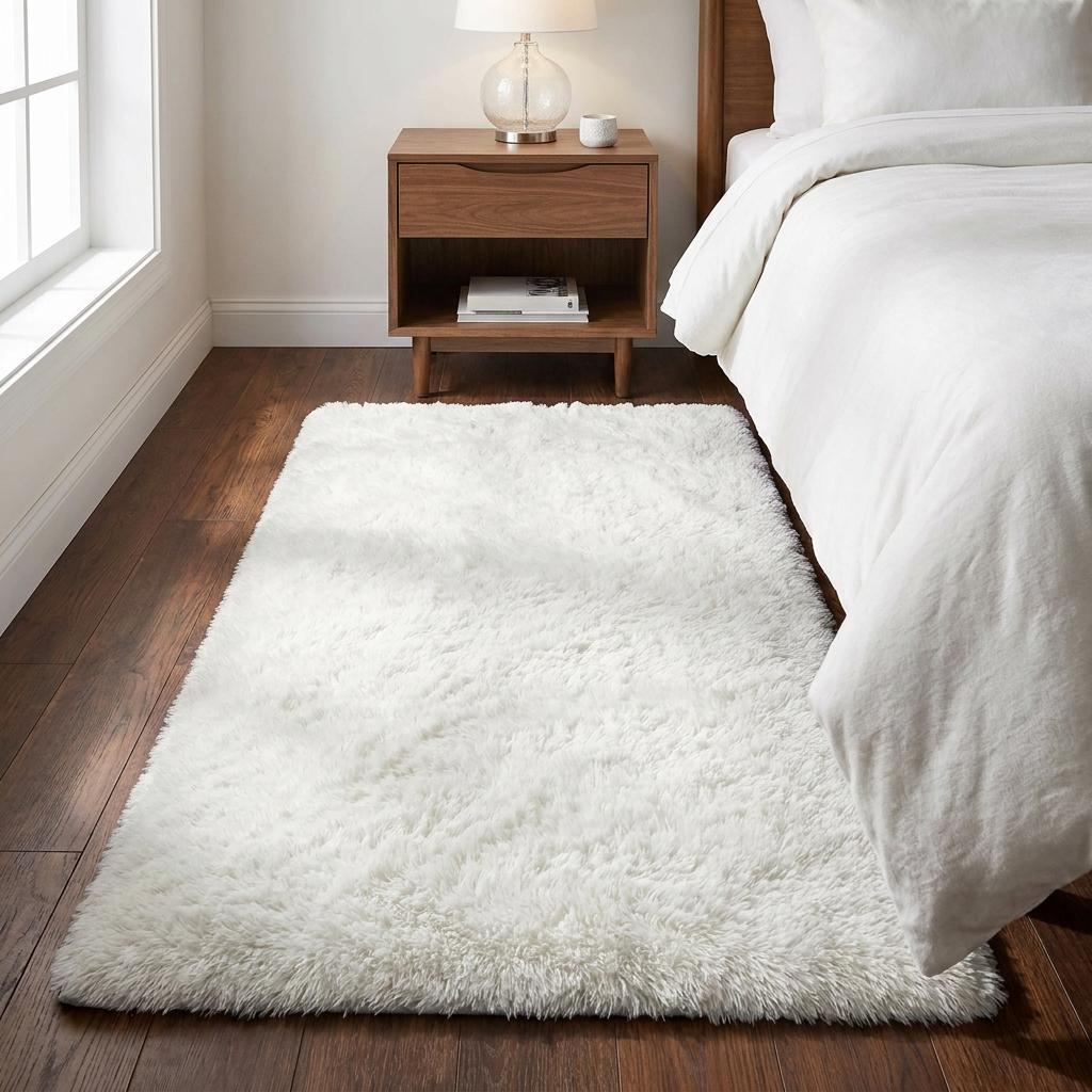 3' X 5' Yellow And Ivory Geometric Shag Washable Area Rug With UV Protection - HomeRoots - Flyclothing LLC