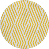 8' Yellow And Ivory Geometric Shag Washable Round Rug With UV Protection - HomeRoots - Flyclothing LLC