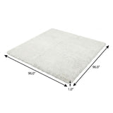 8' Yellow And Ivory Geometric Shag Washable Round Rug With UV Protection - HomeRoots - Flyclothing LLC
