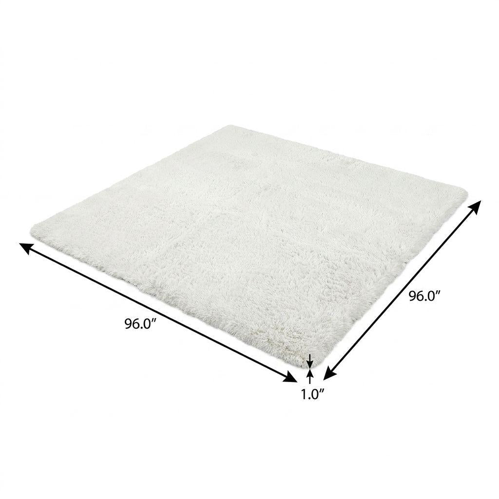 8' Yellow And Ivory Geometric Shag Washable Round Rug With UV Protection - HomeRoots - Flyclothing LLC