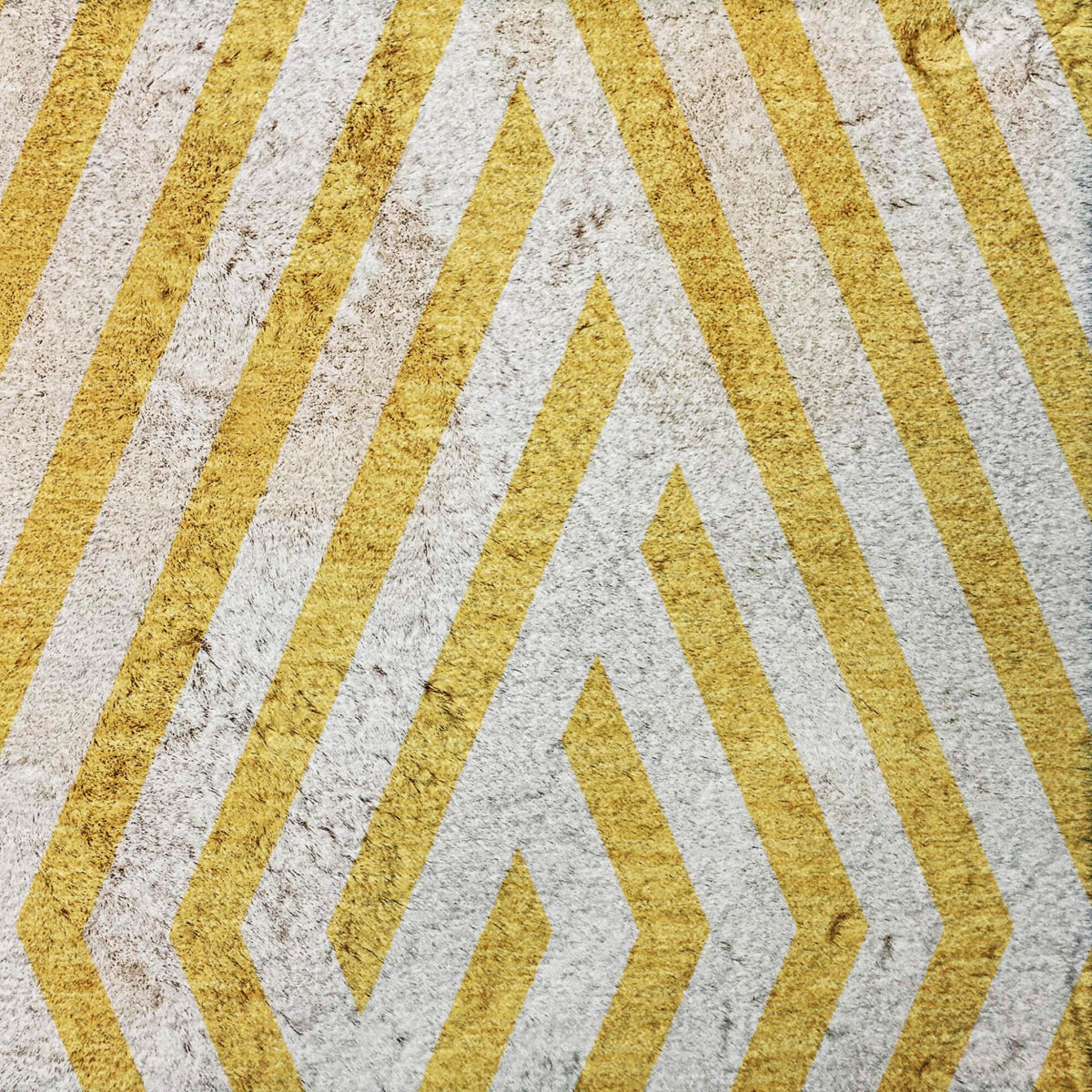 8' X 10' Yellow And Ivory Geometric Shag Washable Area Rug With UV Protection - HomeRoots - Flyclothing LLC