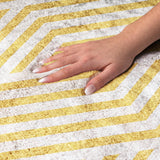 8' X 10' Yellow And Ivory Geometric Shag Washable Area Rug With UV Protection - HomeRoots - Flyclothing LLC