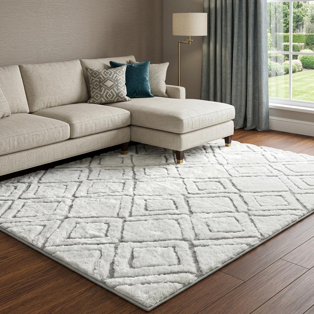 9' X 12' Yellow And Ivory Geometric Shag Washable Area Rug With UV Protection - HomeRoots - Flyclothing LLC