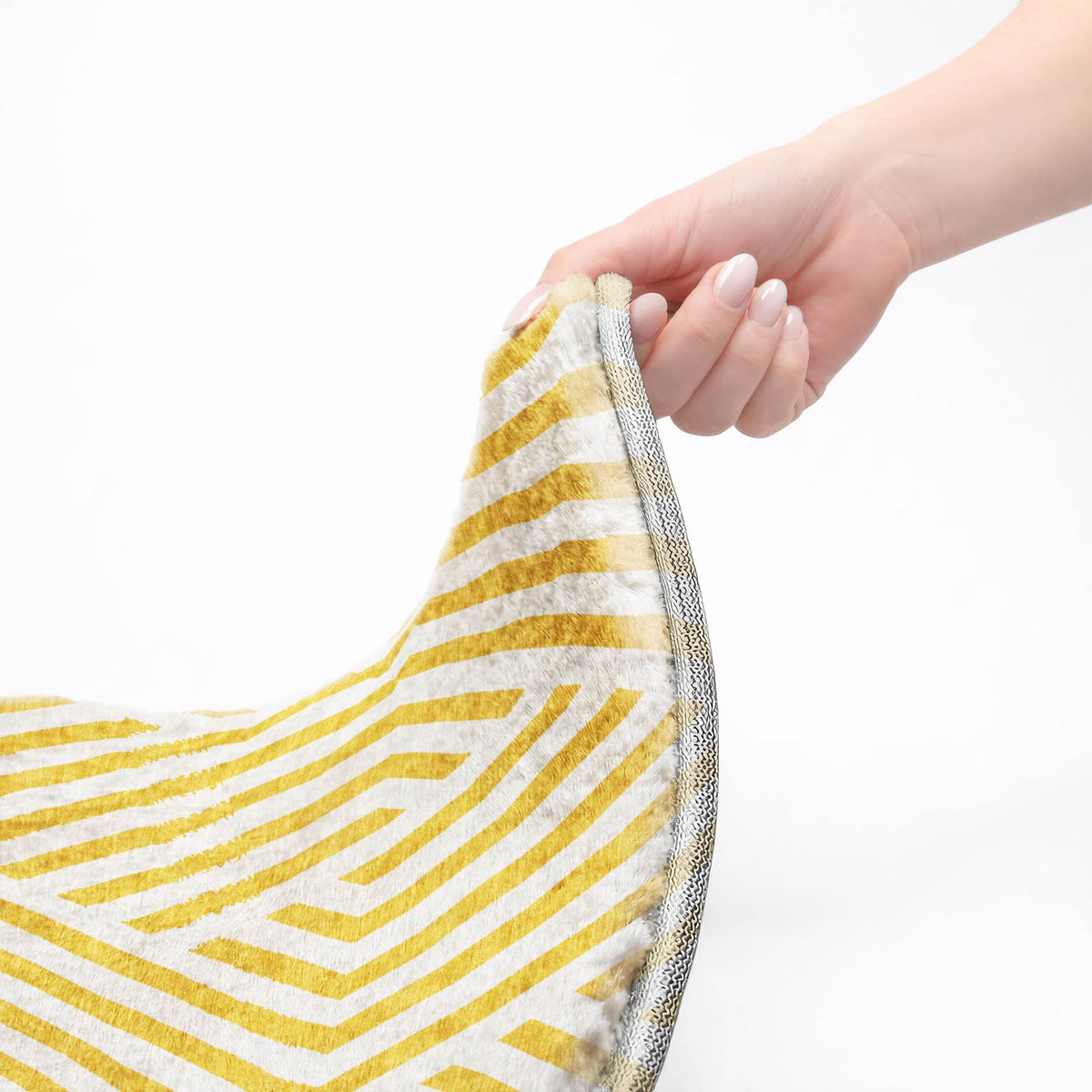 9' X 12' Yellow And Ivory Geometric Shag Washable Area Rug With UV Protection - HomeRoots - Flyclothing LLC