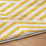 10' X 14' Yellow And Ivory Geometric Shag Washable Area Rug With UV Protection - HomeRoots - Flyclothing LLC