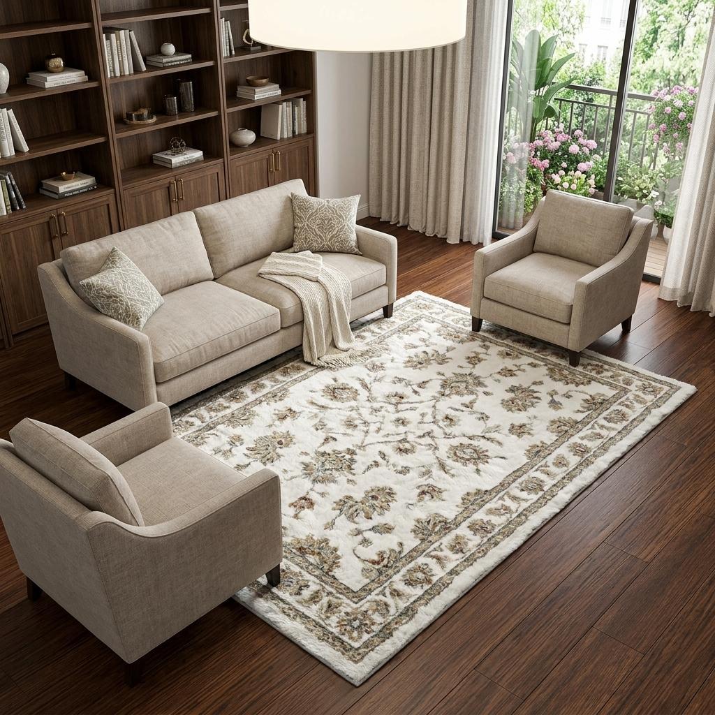 9' X 12' Green And Ivory Floral Shag Washable Area Rug With UV Protection - HomeRoots - Flyclothing LLC