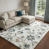 10' X 14' Green And Ivory Floral Shag Washable Area Rug With UV Protection - HomeRoots - Flyclothing LLC