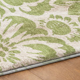 10' X 14' Green And Ivory Floral Shag Washable Area Rug With UV Protection - HomeRoots - Flyclothing LLC