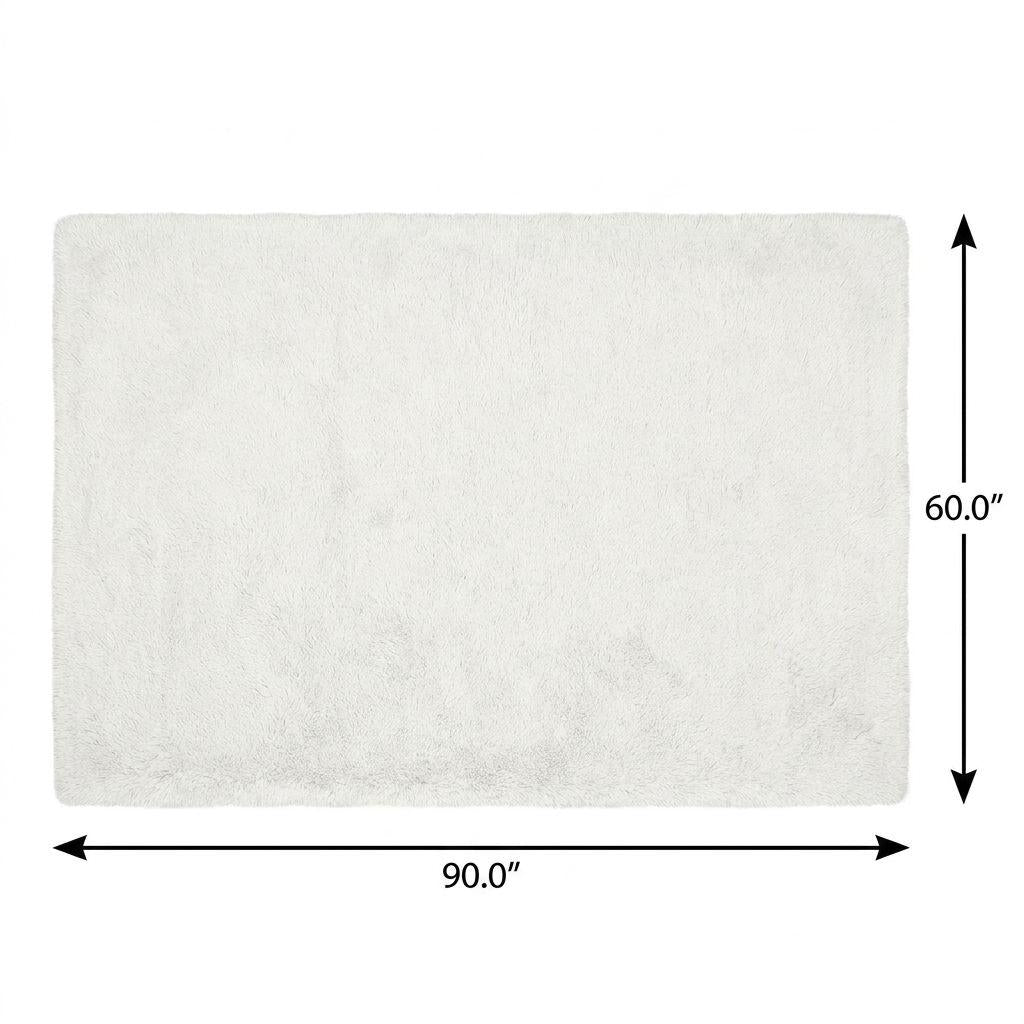 5' X 8' Black And Ivory Floral Shag Washable Area Rug With UV Protection - HomeRoots - Flyclothing LLC