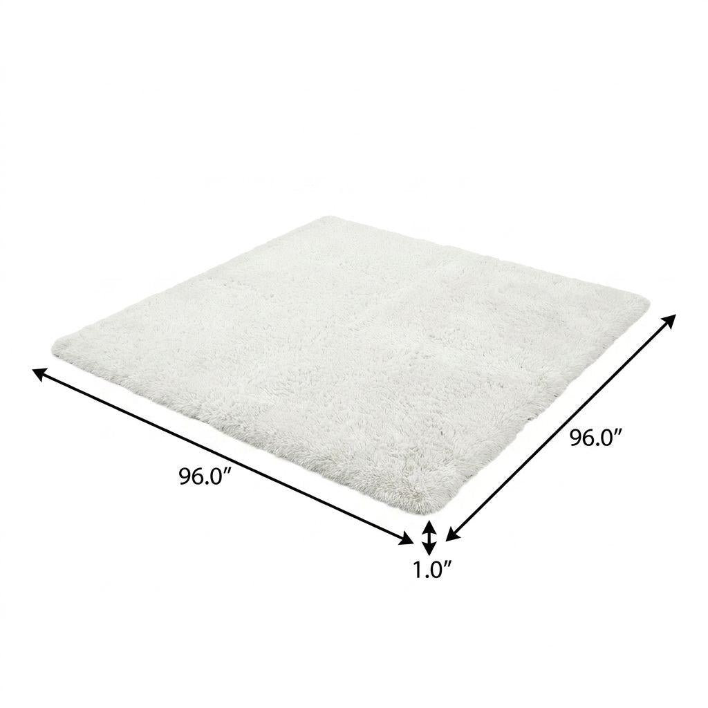 8' Black And Ivory Floral Shag Washable Round Rug With UV Protection - HomeRoots - Flyclothing LLC