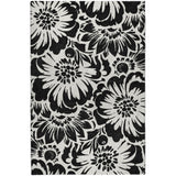 8' X 10' Black And Ivory Floral Shag Washable Area Rug With UV Protection - HomeRoots - Flyclothing LLC