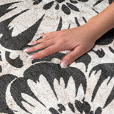 8' X 10' Black And Ivory Floral Shag Washable Area Rug With UV Protection - HomeRoots - Flyclothing LLC