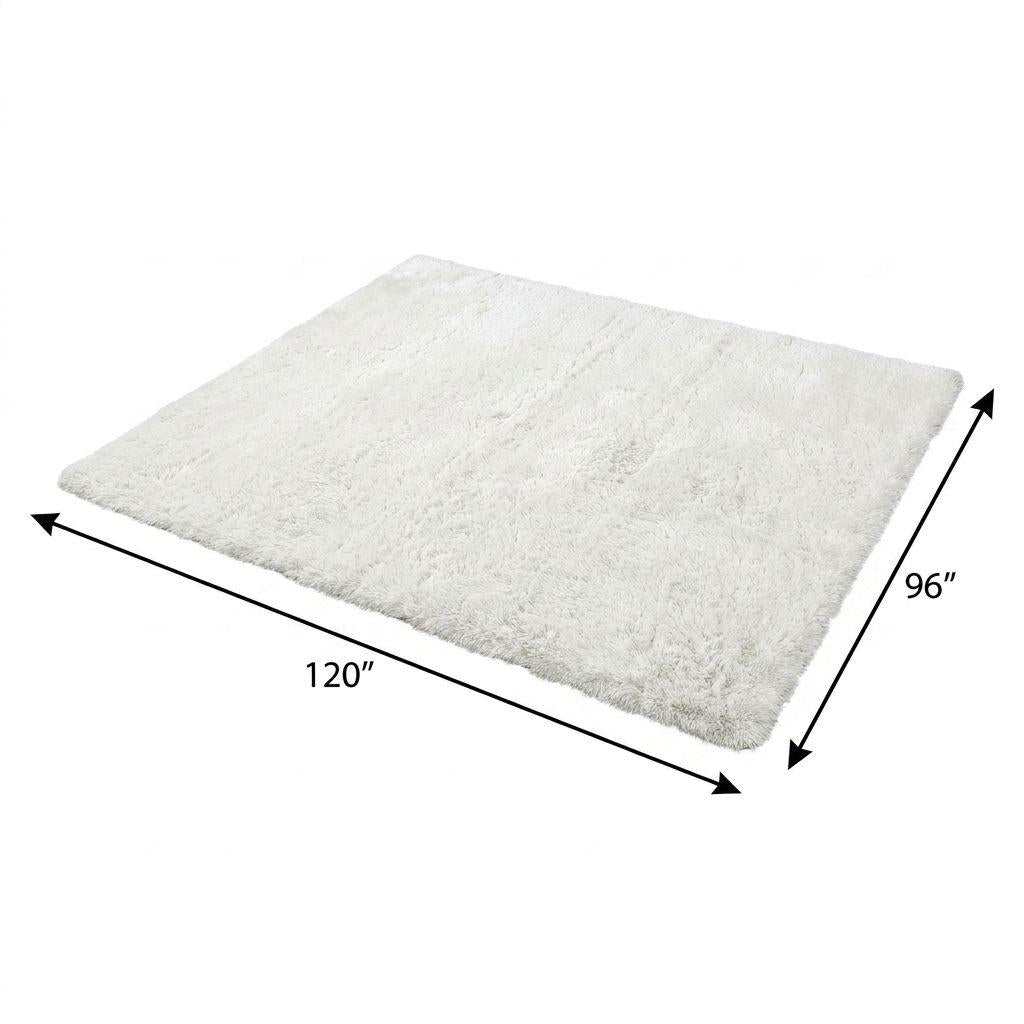8' X 10' Black And Ivory Floral Shag Washable Area Rug With UV Protection - HomeRoots - Flyclothing LLC