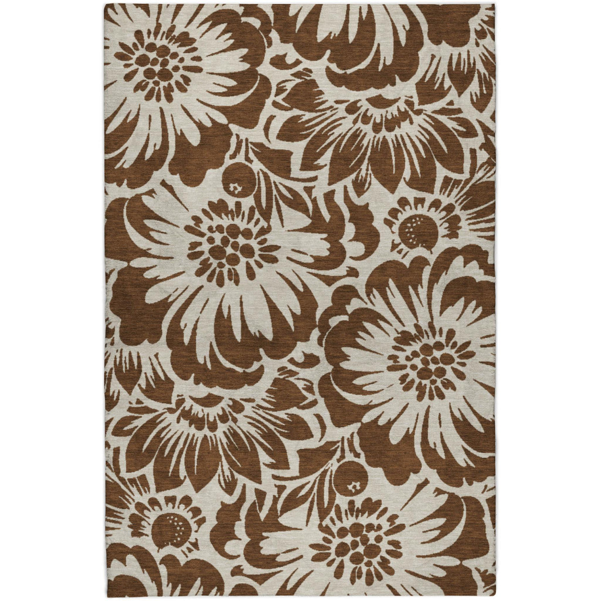 8' X 10' Brown And Beige Floral Shag Washable Area Rug With UV Protection - HomeRoots - Flyclothing LLC