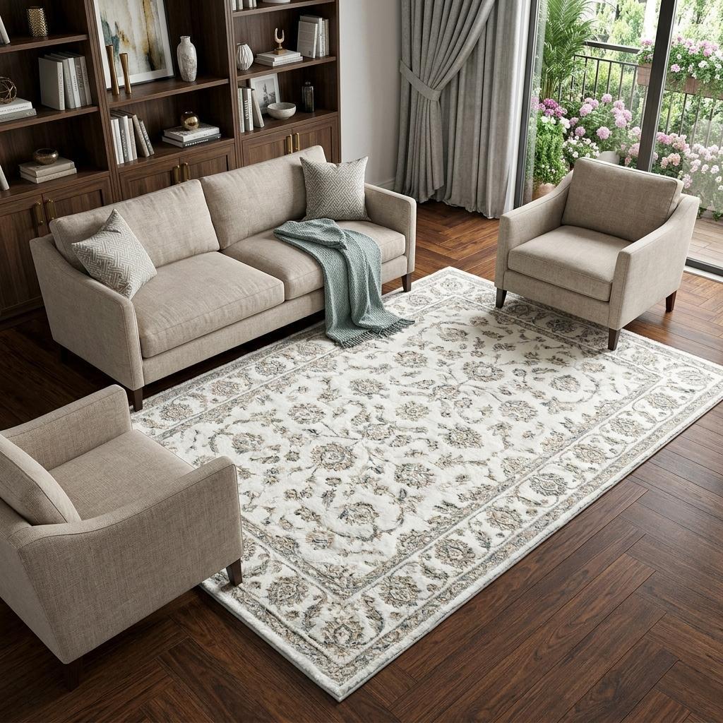 10' X 14' Brown And Beige Floral Shag Washable Area Rug With UV Protection - HomeRoots - Flyclothing LLC