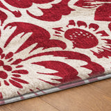 5' X 8' Burgundy And Ivory Floral Shag Washable Area Rug With UV Protection - HomeRoots - Flyclothing LLC