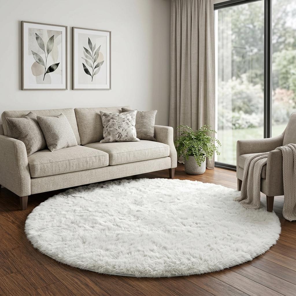 8' Burgundy And Ivory Floral Shag Washable Round Rug With UV Protection - HomeRoots - Flyclothing LLC