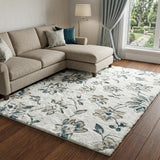 8' X 10' Burgundy And Ivory Floral Shag Washable Area Rug With UV Protection - HomeRoots - Flyclothing LLC