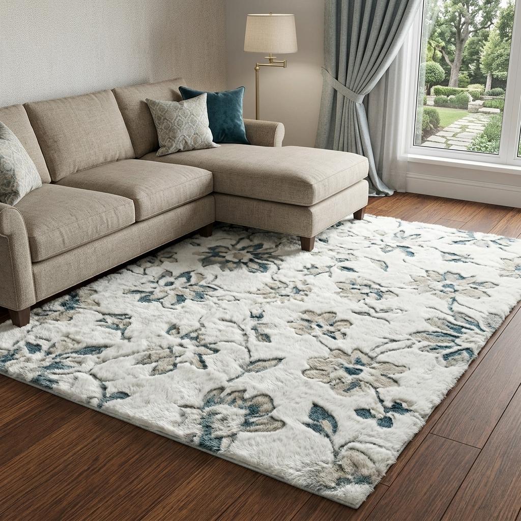 8' X 10' Burgundy And Ivory Floral Shag Washable Area Rug With UV Protection - HomeRoots - Flyclothing LLC