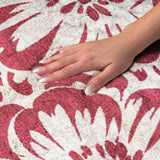 8' X 10' Burgundy And Ivory Floral Shag Washable Area Rug With UV Protection - HomeRoots - Flyclothing LLC