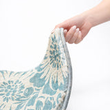 3' X 5' Denim Blue And Ivory Floral Shag Washable Area Rug With UV Protection - HomeRoots - Flyclothing LLC