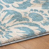 3' X 5' Denim Blue And Ivory Floral Shag Washable Area Rug With UV Protection - HomeRoots - Flyclothing LLC