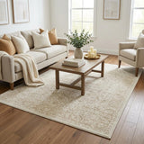5' X 8' Denim Blue And Ivory Floral Shag Washable Area Rug With UV Protection - HomeRoots - Flyclothing LLC