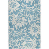5' X 8' Denim Blue And Ivory Floral Shag Washable Area Rug With UV Protection - HomeRoots - Flyclothing LLC