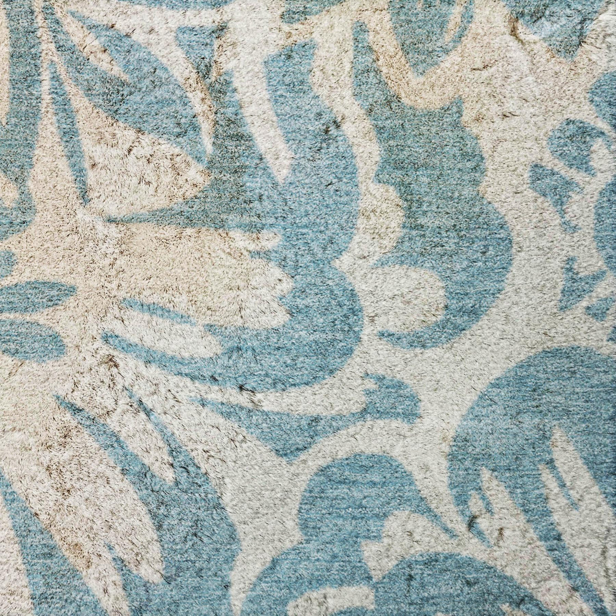 5' X 8' Denim Blue And Ivory Floral Shag Washable Area Rug With UV Protection - HomeRoots - Flyclothing LLC
