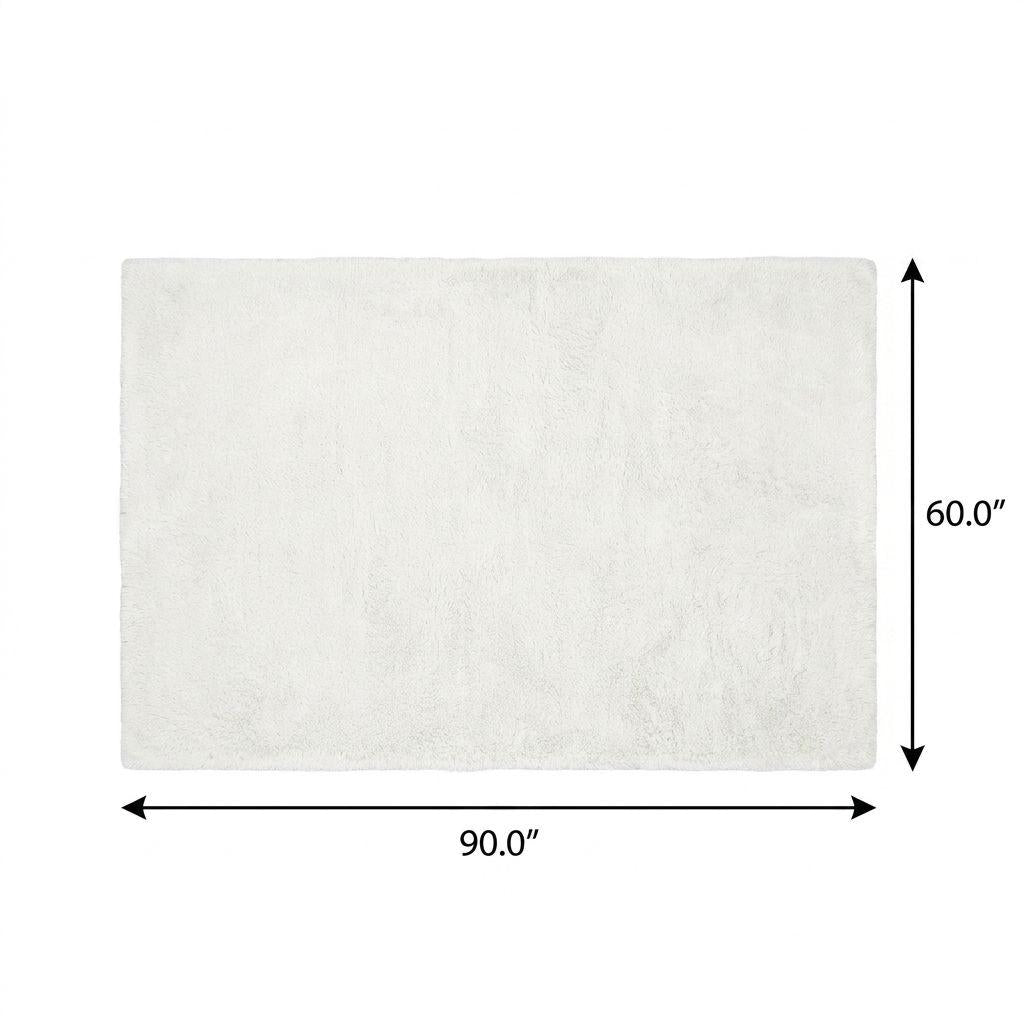 5' X 8' Denim Blue And Ivory Floral Shag Washable Area Rug With UV Protection - HomeRoots - Flyclothing LLC